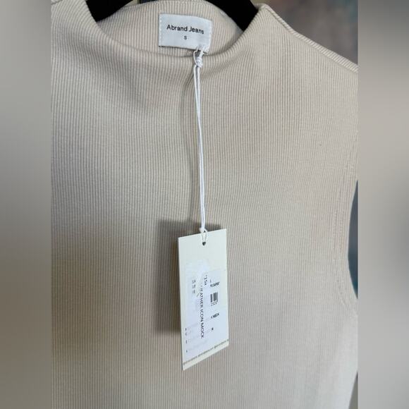 New Abrand Heather Icon Mock Neck Tank Top Clay Tan Size Small Sleeveless Ribbed - Picture 7 of 7